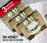 Set of Three Candellux Ss-16 Gu10 Led Lights With Led Bulb Glass Brown
