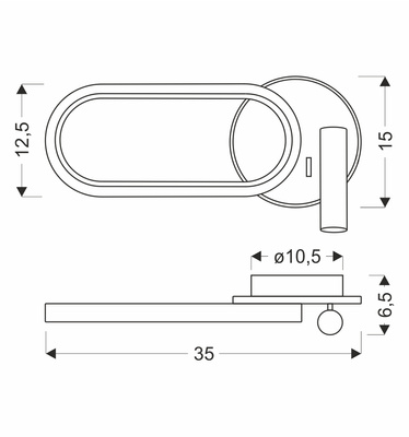 MONET lampa kinkiet owal złoty 13W LED 3000K, 4000K, 6000K klosz biały 22-35684