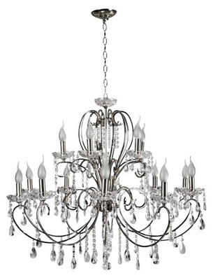 Lampa suspendata cromata cu candelabru din cristale 15x40W Aurora Candellux 30-97586