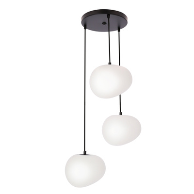 STONES pendant lamp black 20cm 3x40W E27 shade white 33-35172
