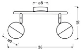 Wandlampenleiste 2X3W LED runder Kopf PARTY 92-67760