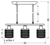 Suspensie cromată cu cristale alb-negru 3x40W Royal Candellux 33-35885