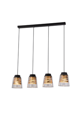 Lampa suspendata sticla neagra si aurie 4xE27 Fresno