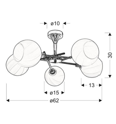 Elegancka, nowoczesna pięcioramienna lampa sufitowa chrom z biały Candellux Raul 35-72269