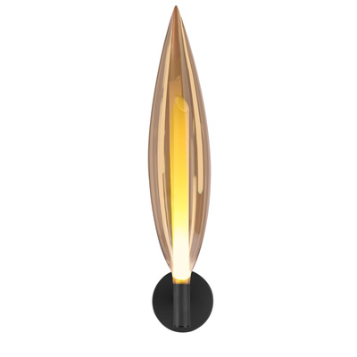 Nordic wall light black with amber glass shade for living room and bedroom