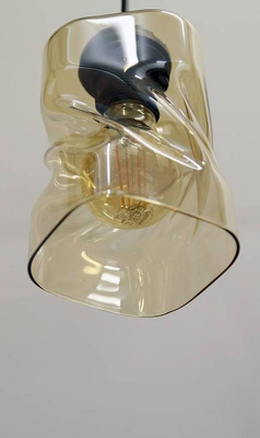 Lampă suspendată din sticlă neagră/chihlimbar Felis 31-00156