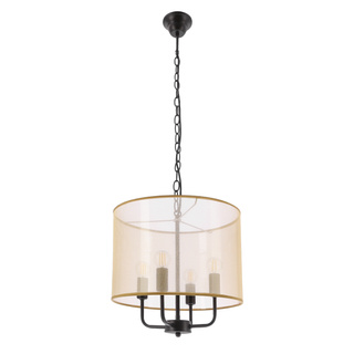 PACIFICA lampa wisząca czarny 4x40W E14 abażur złoty