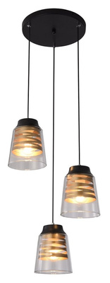 Hanging lamp plate black and gold glass 3x60W Fresno Candellux 33-78988
