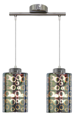 Chrome hanging lamp with a glass shade 3D 2x40W Nocturno Candellux 32-57693