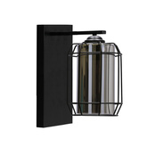 Jonera lamp applique noire P25 1X40 E27 abat-jour fumé 21-08411
