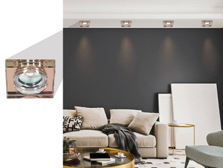 Set of Three Candellux Ss-16 Gu10 Led Lights With Led Bulb Glass Brown