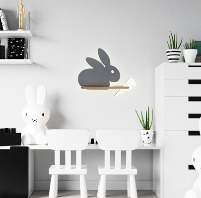 Applique murale étagère 5W LED 4000K IQ Kids Rabbit gris 21-85184