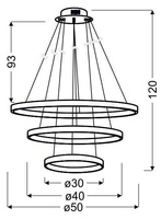 Lampe suspendue LED 60W triple anneau chrome LUNE 33-64738