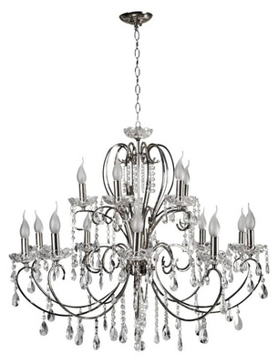 Chrome pendant lamp with crystals chandelier 15x40W Aurora Candellux 30-97586