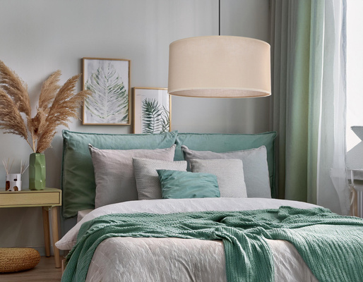 SHANTI pendant lamp black 1x40W E27 beige lampshade 31 38685