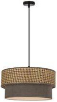 Karrara lampa wisząca czarny 1x60W E27 abażur szaro beżowy+szary