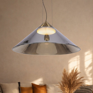 Hanging lamp Presto 50 glass with smoked shade over table for living room GX53