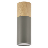 Plafonnier gris et bois 6,8x20cm Tube Candellux 2284286