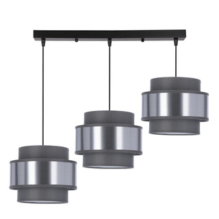 Hare lampa sufitowa czarny 3x40W E27 abażur szary+srebrny