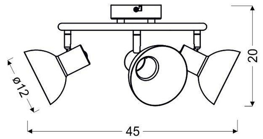 Ceiling lamp black spiral 3xE27 + gold DISO 98-63434