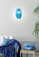Lampa wisząca Abuko pojedyncza niebieska do sypialni z gwintem E27