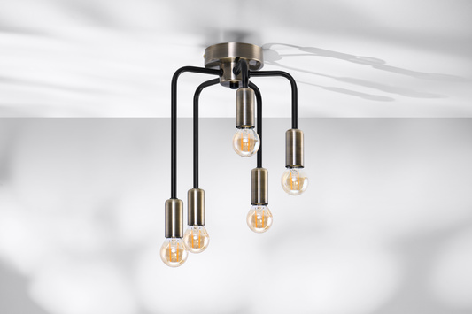 Lampa sufitowa patynowa + czarny mat 5xE14 Saga 35-01337