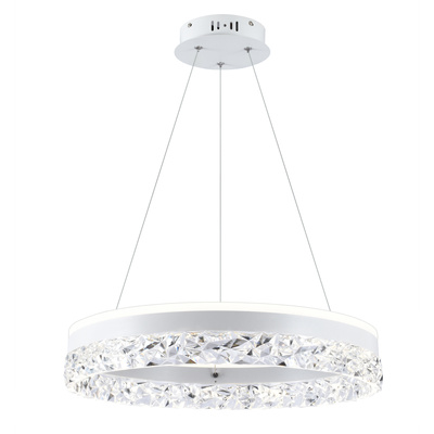 Lampa wisząca FROZI w stylu glamour – biały klosz z kryształkami – eleganckie i nowoczesne oświetlenie salonu LED