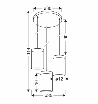 Lampe suspendue Wels sur un plafond 3X40 noir + abat-jour en bois fumé 33-22011