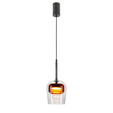 Pendant lamp Glaxi glass shade transparent and brown 1xGX53 over table