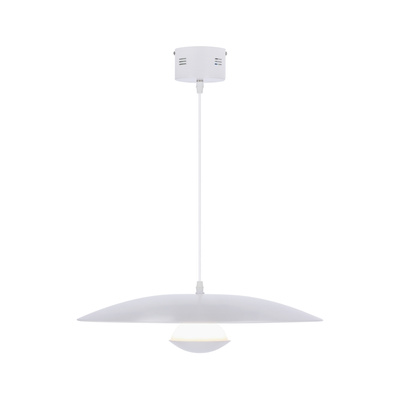 Lampa wisząca LUND 48 cm minimalistyczna – biały klosz talerz - skandynawska lampa do jadalni i salonu LED