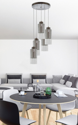 Lampă de tavan argintiu cu abajur de sticlă 5x60W Libano Candellux 35-51813