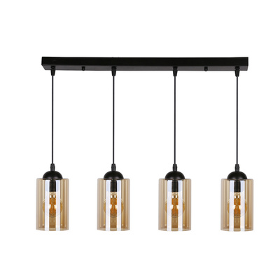 Suspension noir / bande marron 4xE27 Bistro 34-00552