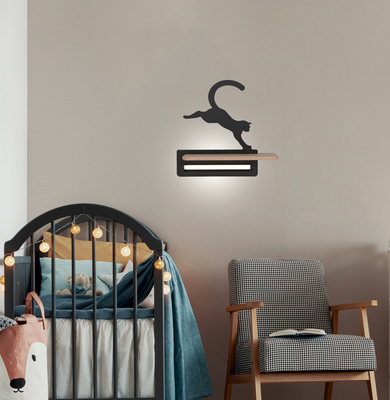 5W LED-Wandleuchte für ein Kind, schwarze Katze, springende Katze, Candellux 21-75635
