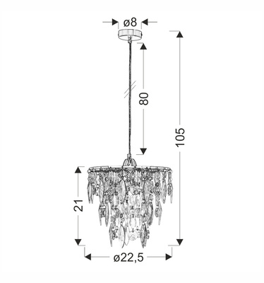 Armo pendant lamp chrome 1x60w e27 31-20864