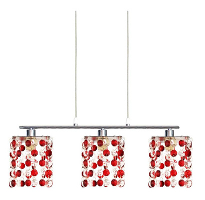 Hängelampe Chrom / rote Kristalle 3xG9 Classic 33-59287