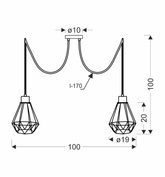 Lampă suspendată negru și auriu 2 Primo P 32-00286