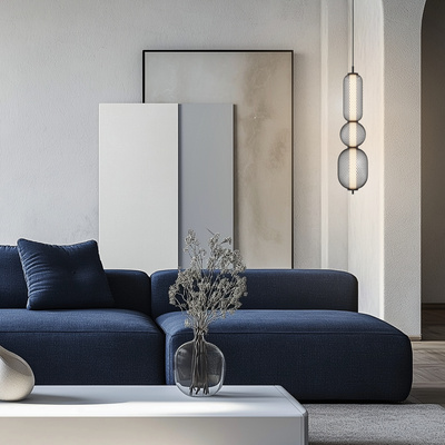 Pendant wire lamp PUMA with elongated shade 14 x 71 cm designer living room lighting LED 3000K