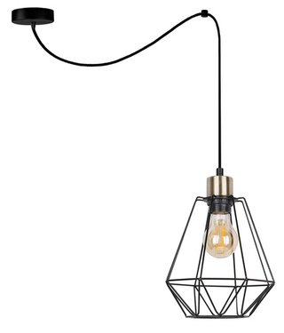 Hanging lamp black/patina with a wire shade Primo P 31-00279