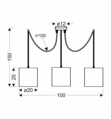 Lampe suspendue noire 3xE27 Candida P 33-00859