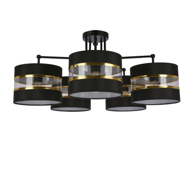 ANDY SUSPENSION NOIR E27 ABAT-JOUR NOIR+OR