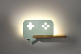 Mintfarbene 5-W-LED-Wandleuchte für ein Kind mit Konsolenregal 21-75680