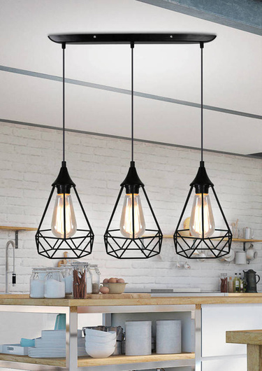 Hängende Deckenleuchte aus schwarzem Draht 3x60W Ggraf Candellux 33-62901