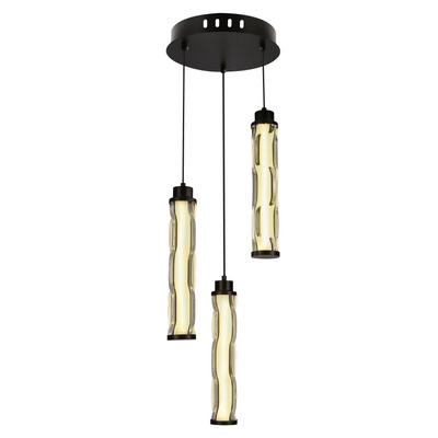 CORTE lampă suspendată plată negru mat 25W LED 3000K abajur transparent