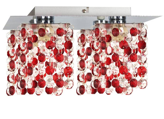 Plafonnier chrome/rouge avec cristaux 4xG9 Classic 98-63161