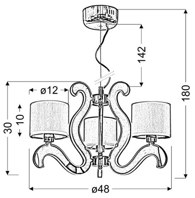 Suspension chrome 3xE14 + LED Ambrosia 33-33895