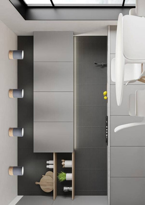 Plafonnier gris et bois 1xGU10 6.8x10cm Tube 2284262