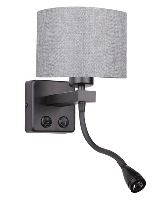 Schwarz/graue Wandleuchte mit LED-Leselampe Polo Candellux 21-75499