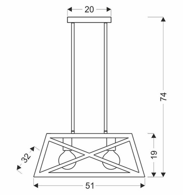 Hanging lamp black metal 2x40W E27 Origami 32-78711