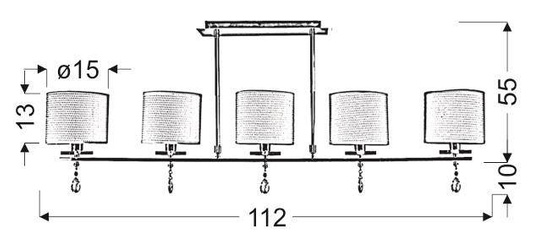 Ceiling lamp chrome strip 5xE14 Estera 35-11527