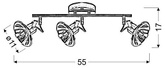Wandlampenleiste 3X5W LED G9 Chrom MOON 93-28099
